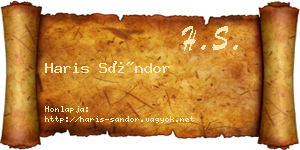 Haris Sándor névjegykártya